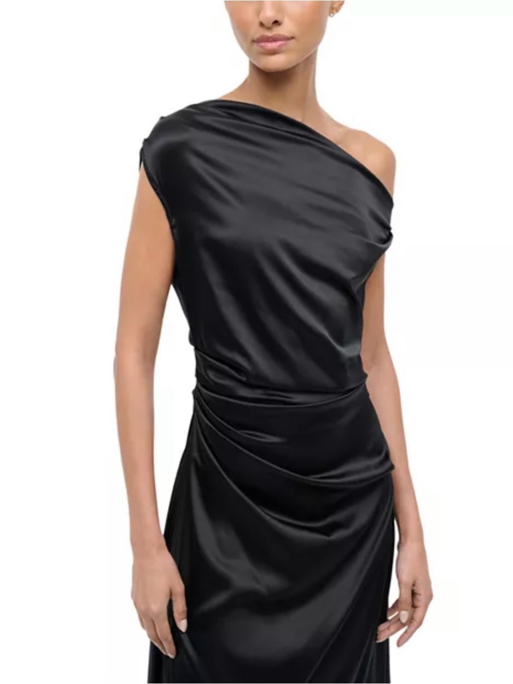 STAUD Black One-Shoulder Satin Gown - Picture 3 of 5